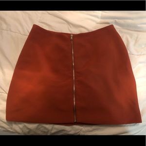 Burnt orange-L front zipper skirt